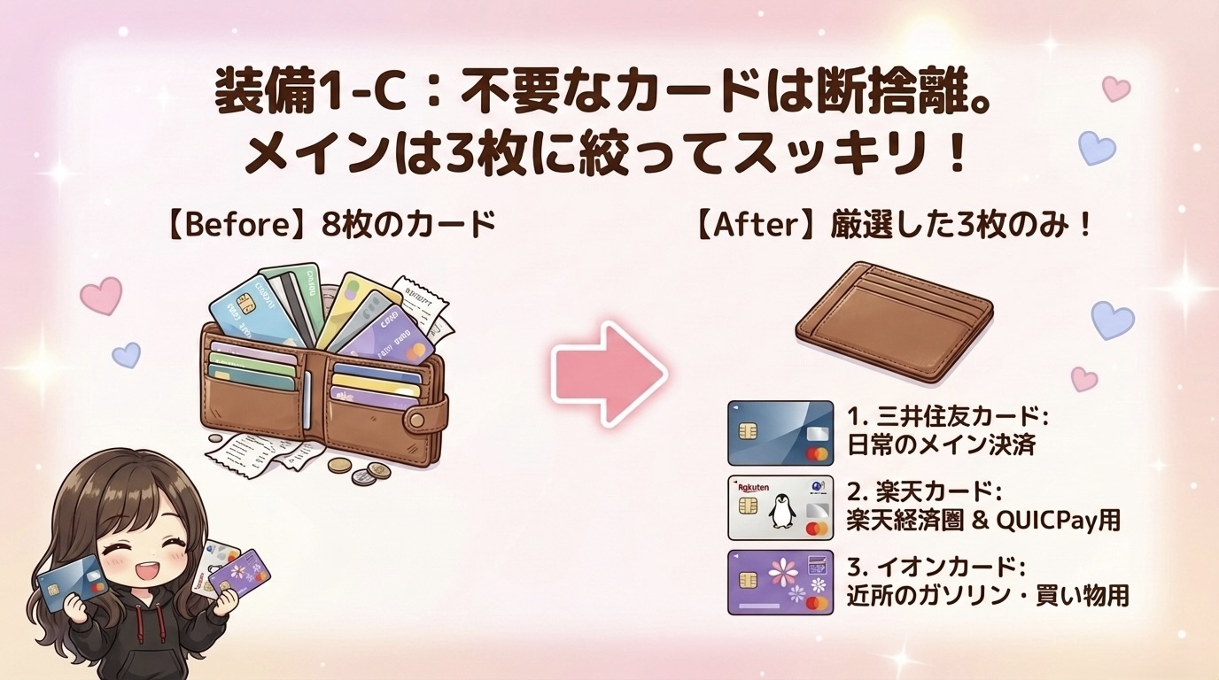 装備1-C:不要なカードは断捨離。メインは3枚に絞ってスッキリ!
