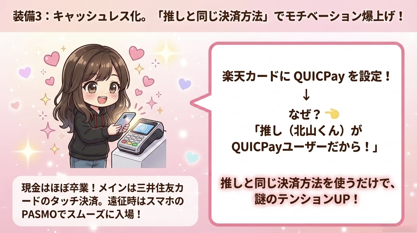 装備3:キャッシュレス化。推しと同じ決済方法でモチベーション爆上げ!