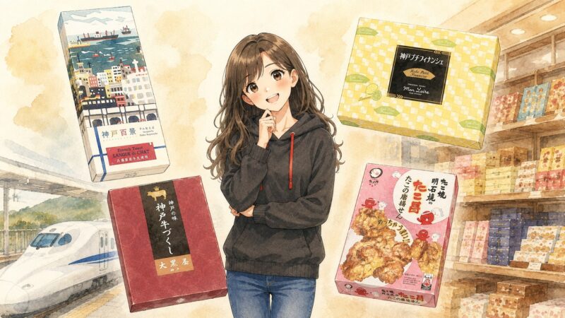 新神戸駅で買った神戸のお土産4品のイメージイラスト